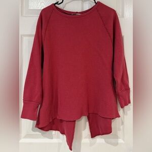 We the Free Free People Amelia Thermal Boho Oversized Split Back Sweater Rose S
